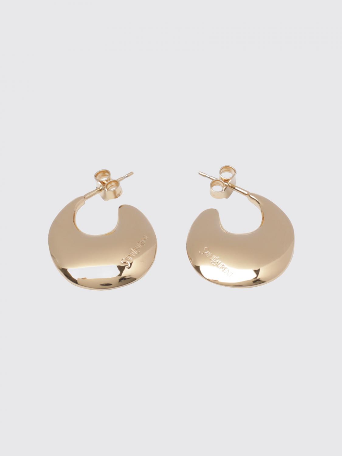 Saint Laurent Women Saint Laurent Teardrop Earrings In Brass With Engraved Logo SAINT LAURENT