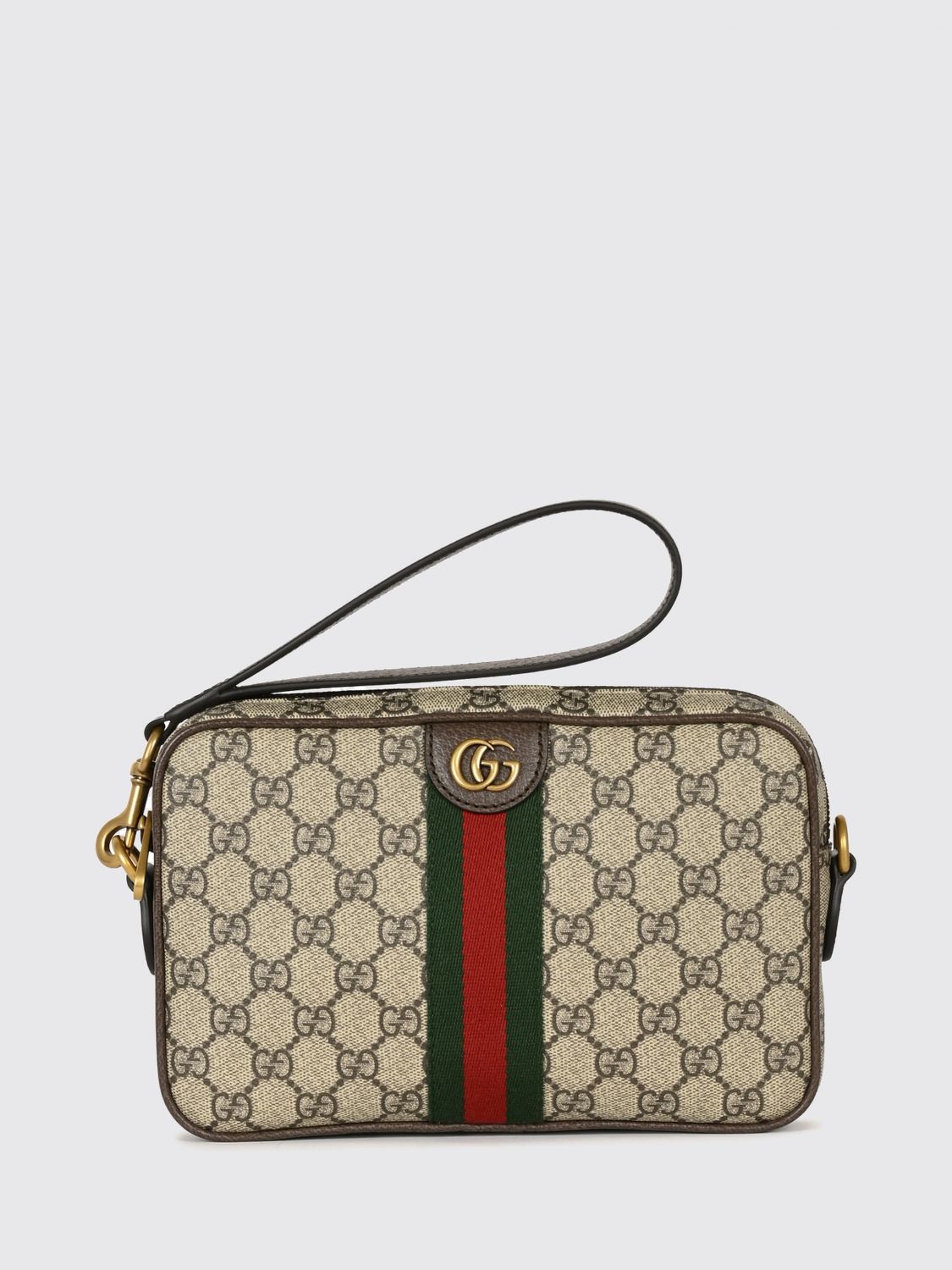 Gucci Men Ophidia Gg Supreme Fabric Pouch Gucci With Web Stripe GUCCI