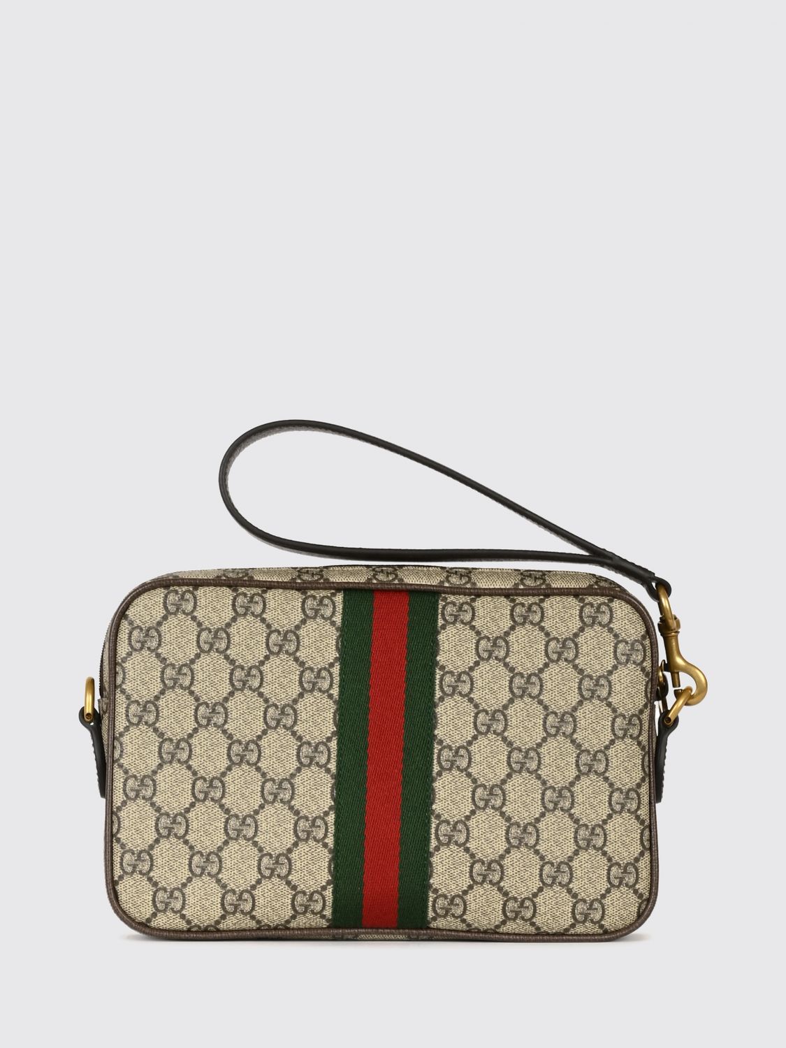Gucci Men Ophidia Gg Supreme Fabric Pouch Gucci With Web Stripe GUCCI