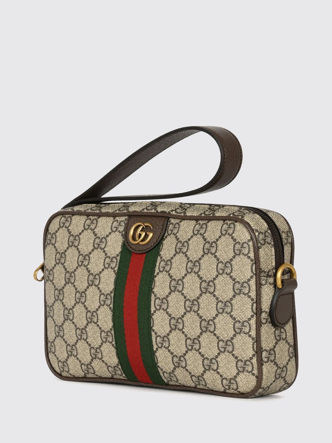 Gucci Men Ophidia Gg Supreme Fabric Pouch Gucci With Web Stripe GUCCI