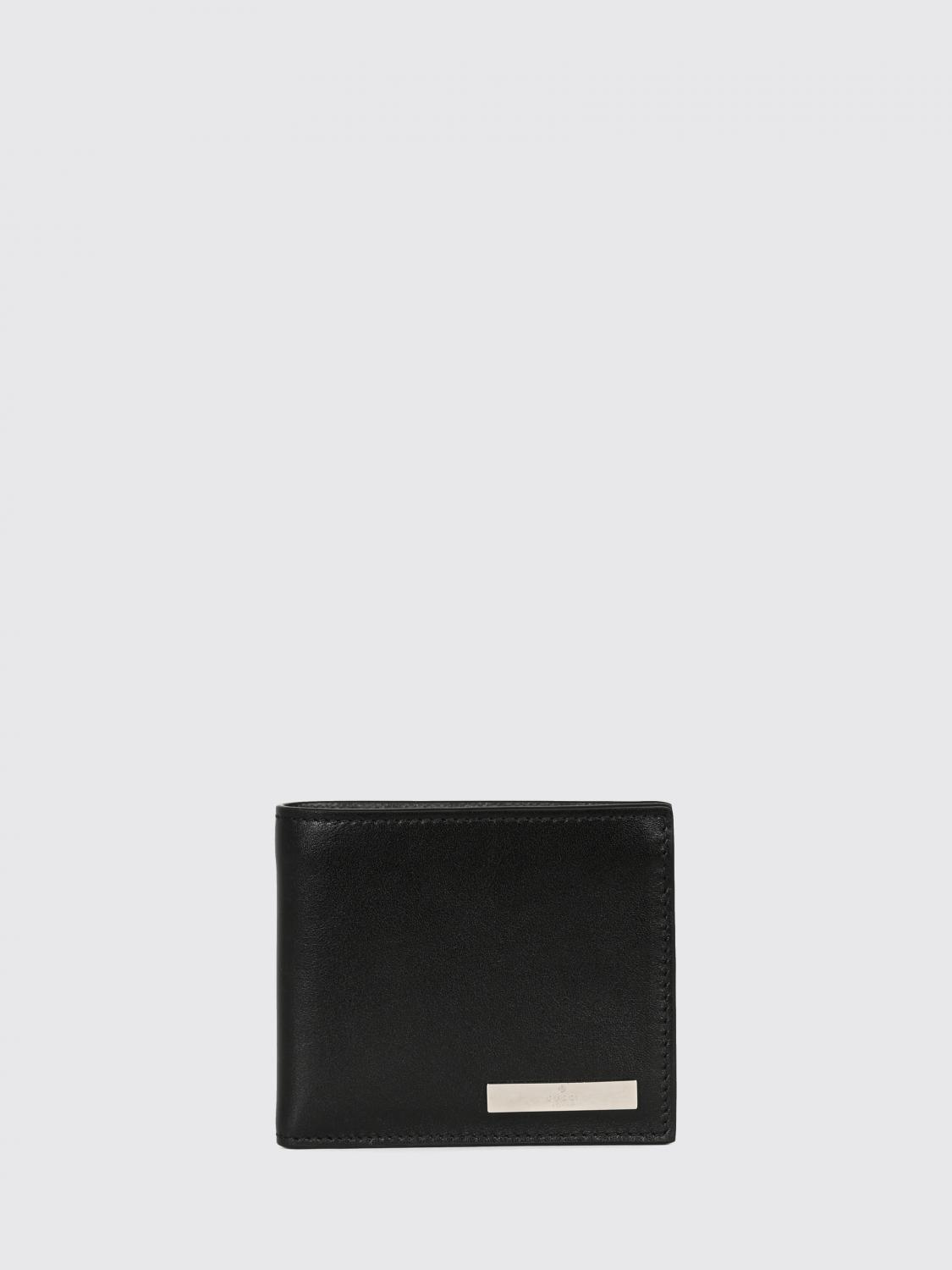 Gucci Men Smooth Calfskin Bifold Wallet Gucci With Metal Logo GUCCI