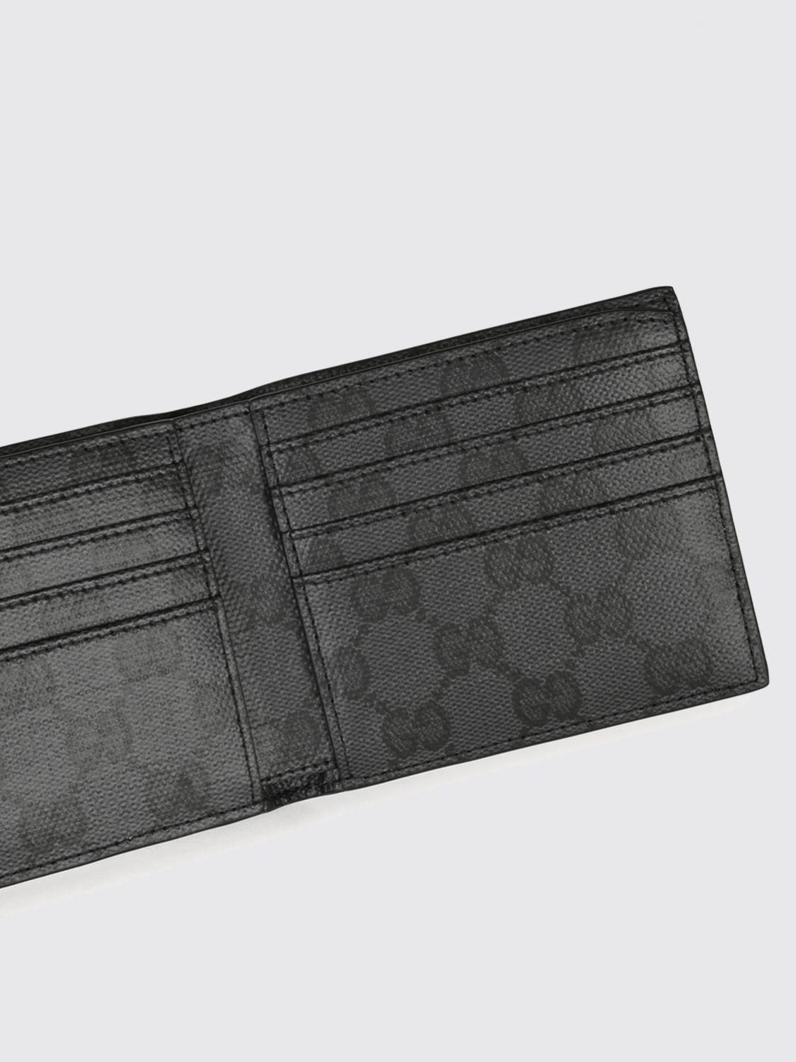Gucci Men Smooth Calfskin Bifold Wallet Gucci With Metal Logo GUCCI