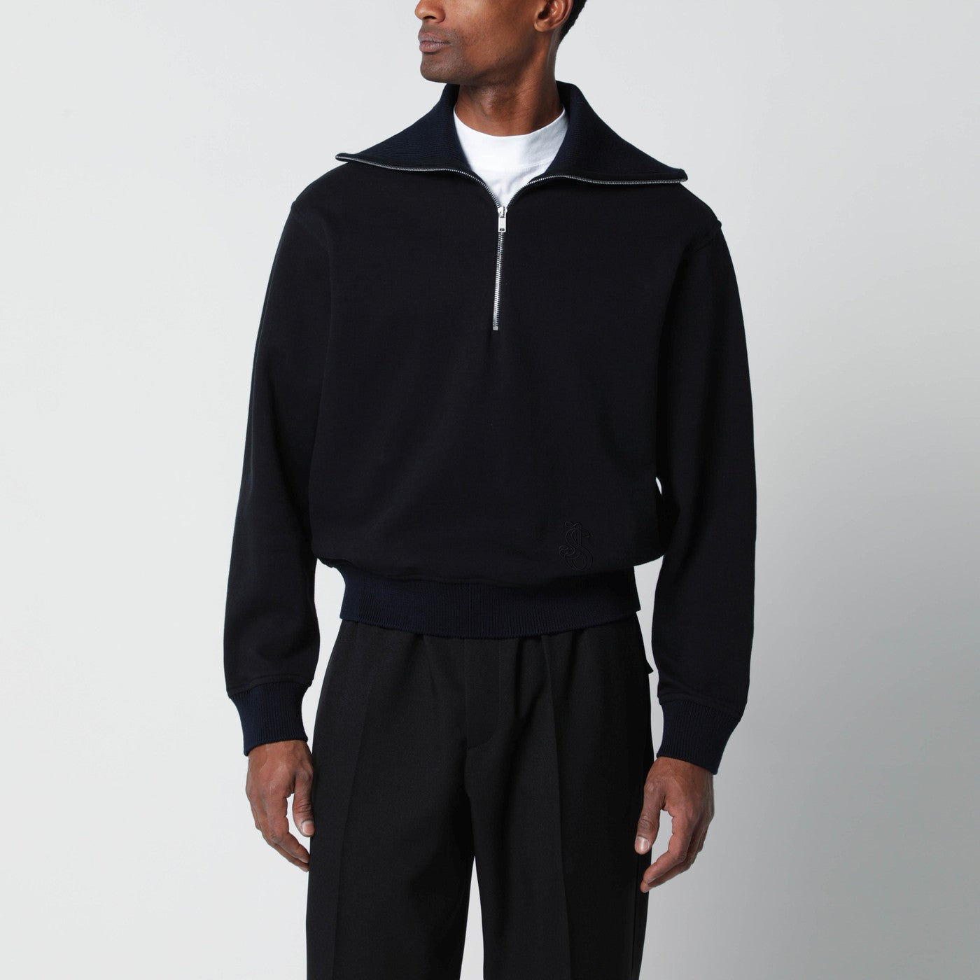 Jil Sander Navy Blue Half-Zip Sweatshirt Men JIL SANDER