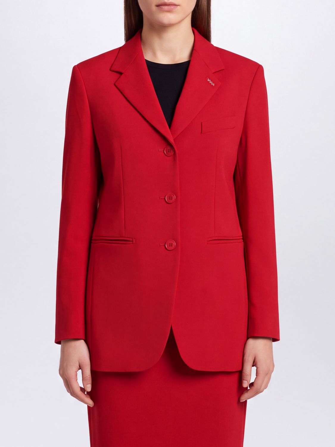 Max Mara Women Max Mara Single-Breasted Cropped Blazer In Virgin Wool With Lapel Collar MAX MARA