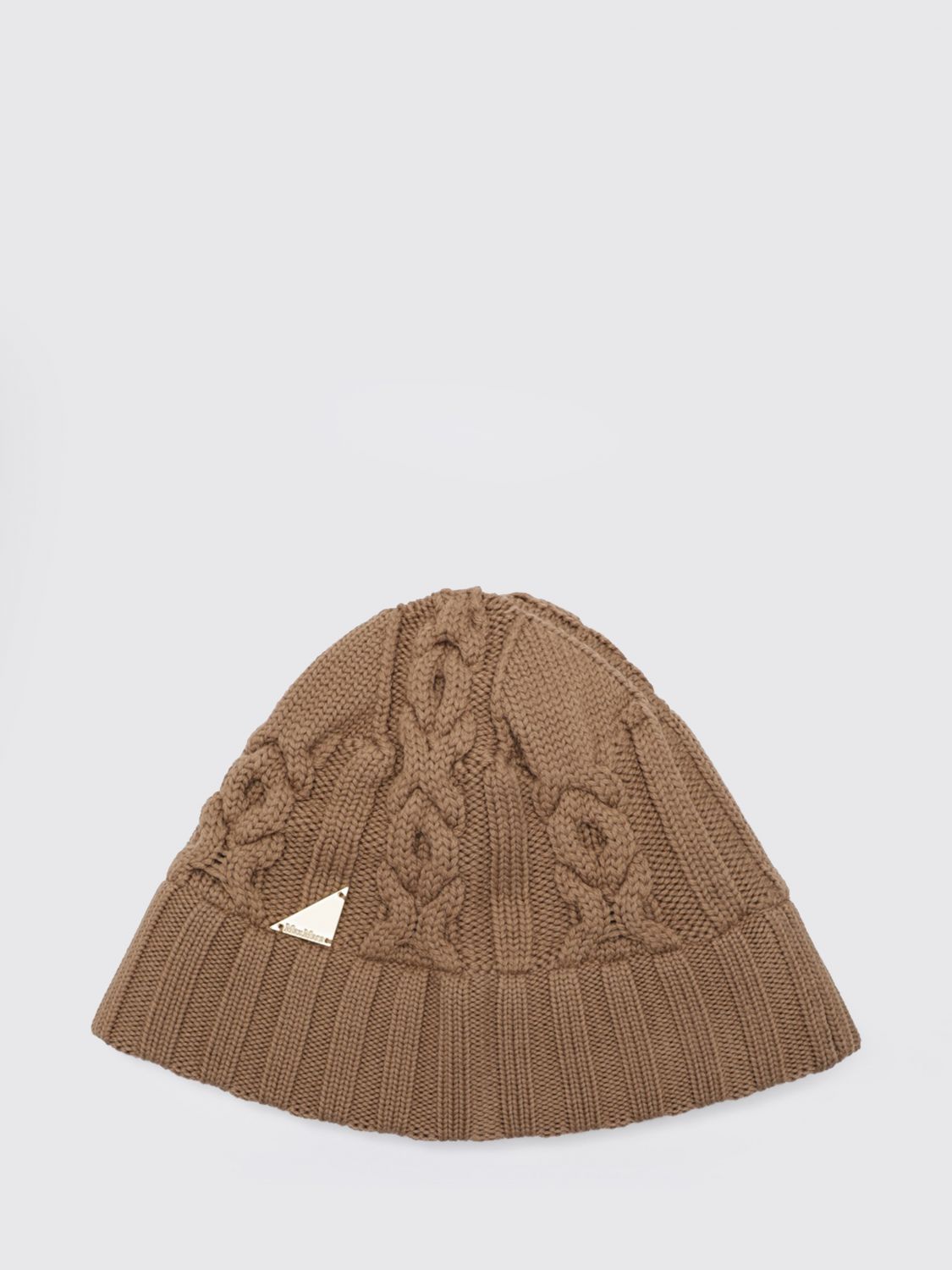 Max Mara Women Max Mara Ribbed Wool Beanie With Metallic Logo Applique MAX MARA