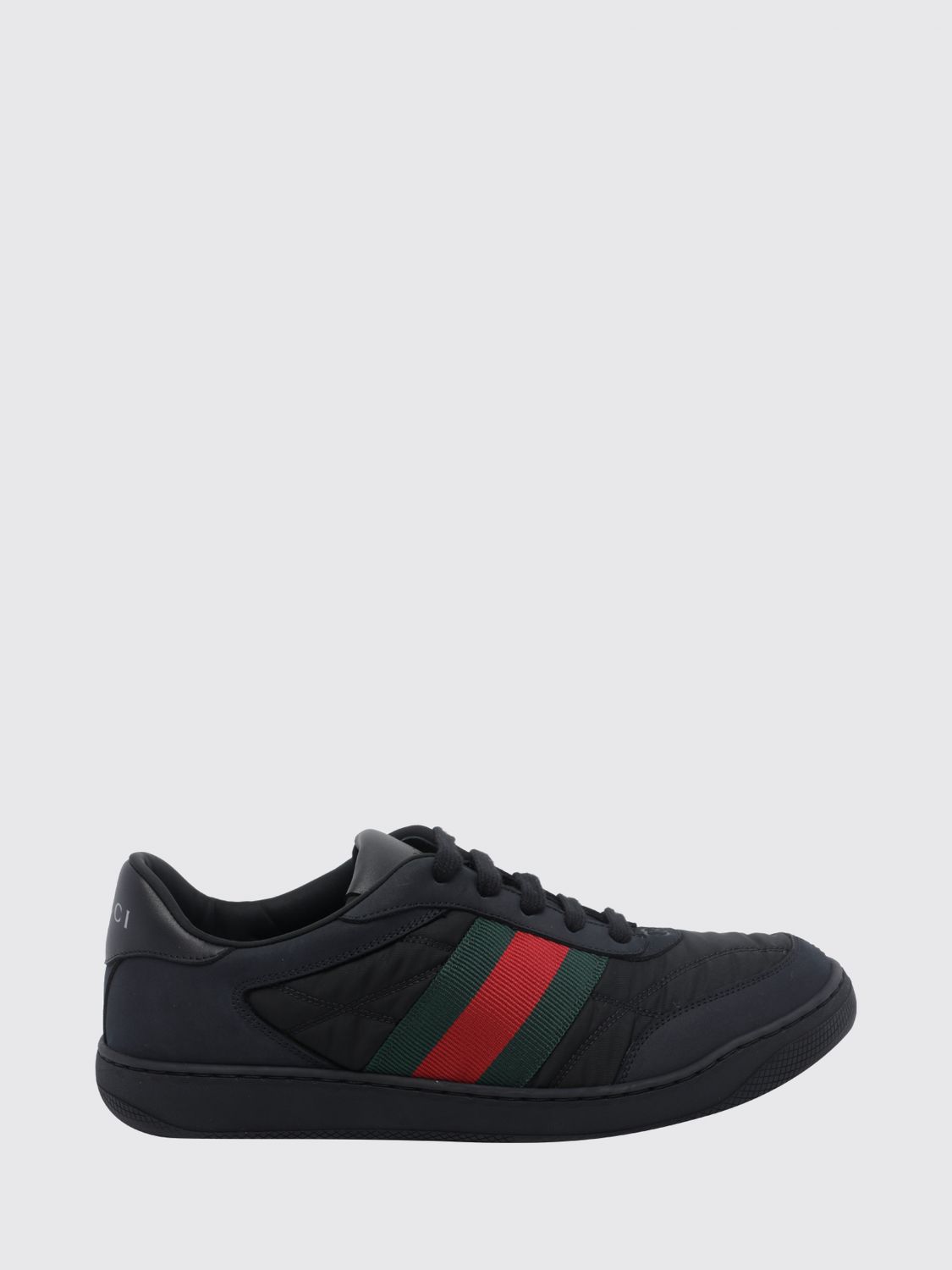 Gucci Men Gucci Screener Leather Sneakers With Striped Web Detail GUCCI