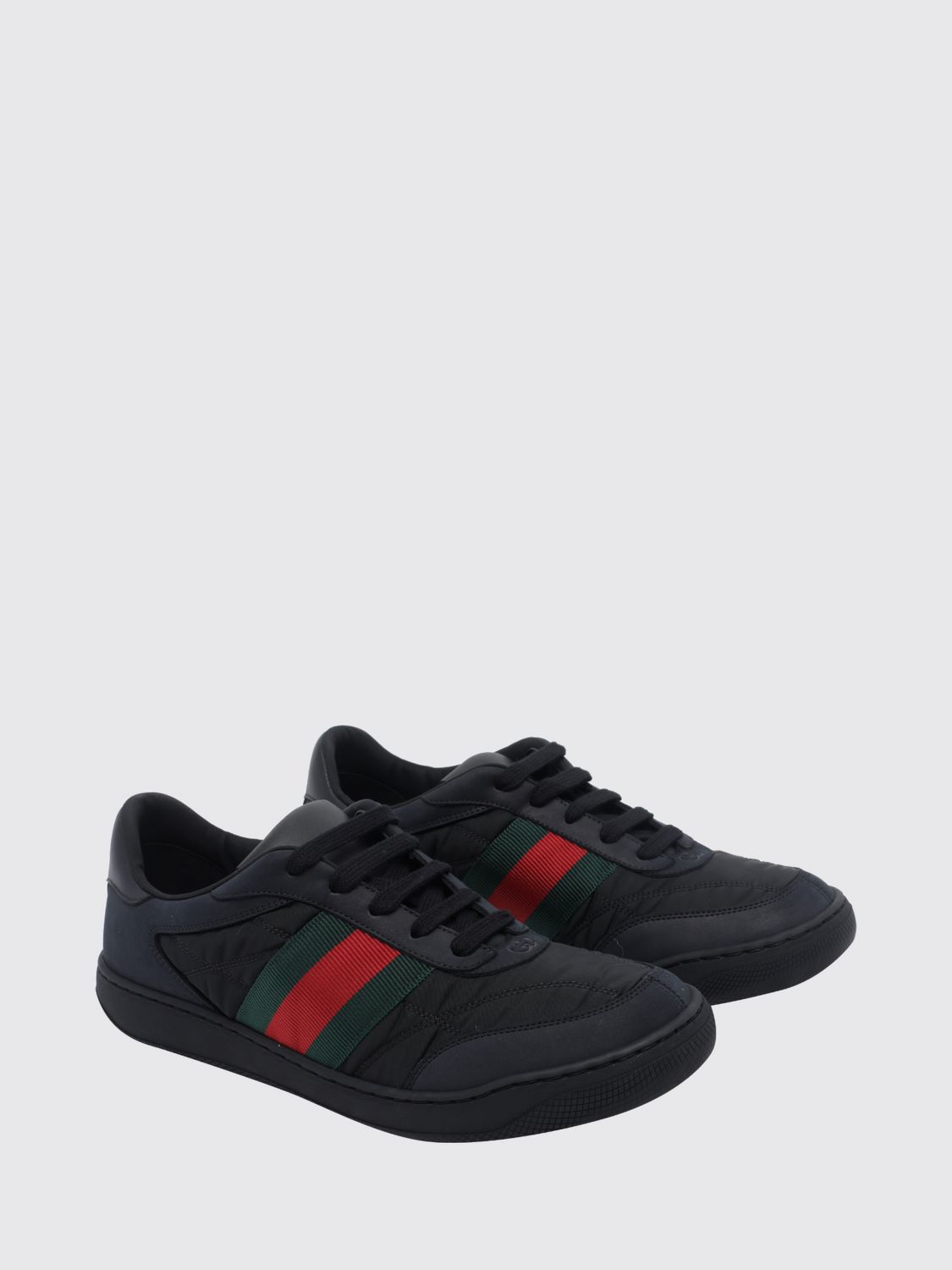 Gucci Men Gucci Screener Leather Sneakers With Striped Web Detail GUCCI
