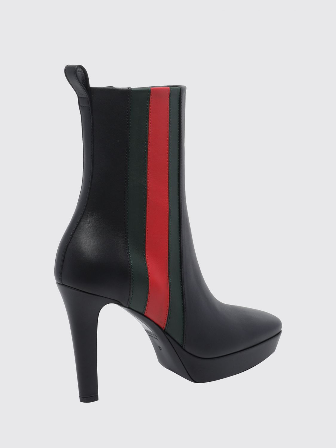 Gucci Women Gucci Web Detail Calfskin Ankle Boots With Stiletto Heel GUCCI