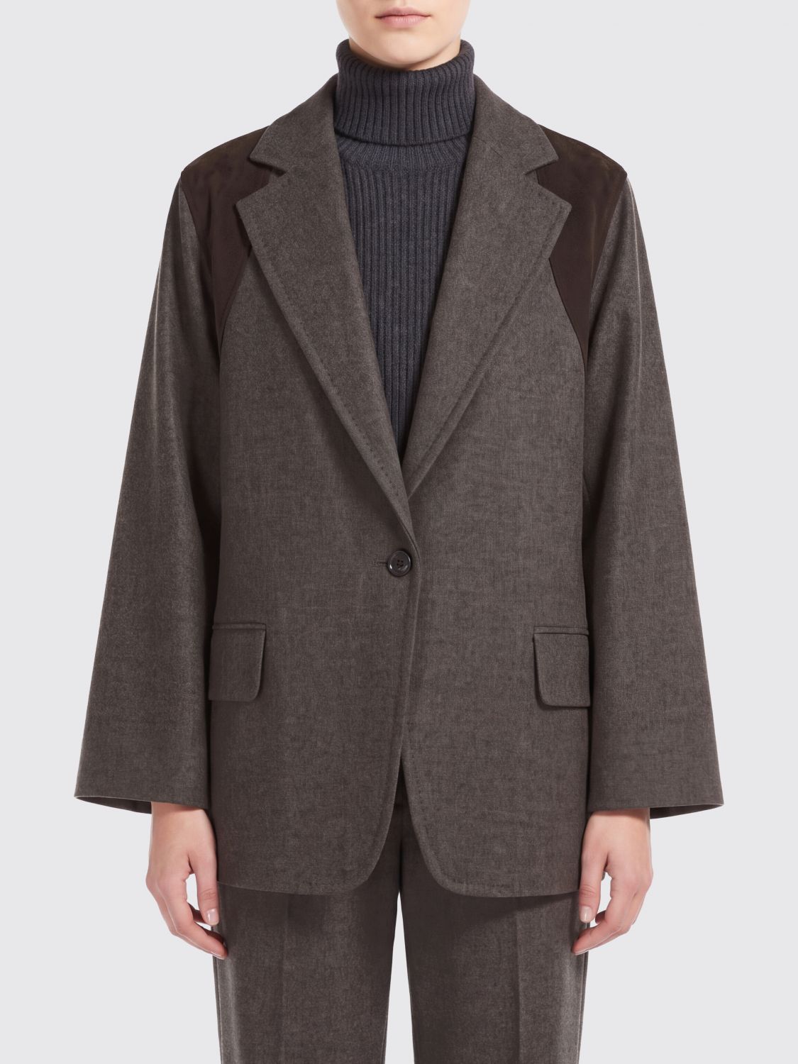 Max Mara Women Max Mara Single-Breasted Virgin Wool Blazer With Dropped Shoulders And Lapels MAX MARA