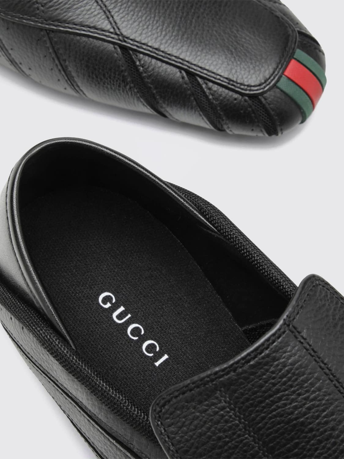 Gucci Men Gucci Calfskin Slip-On Sneakers With Web Detail GUCCI