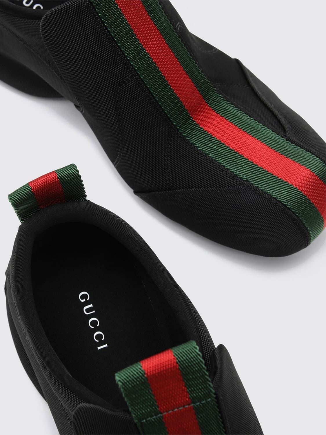 Gucci Men Gucci Drip Nylon And Mesh Slip-On Trainers With Web Stripe Motif GUCCI