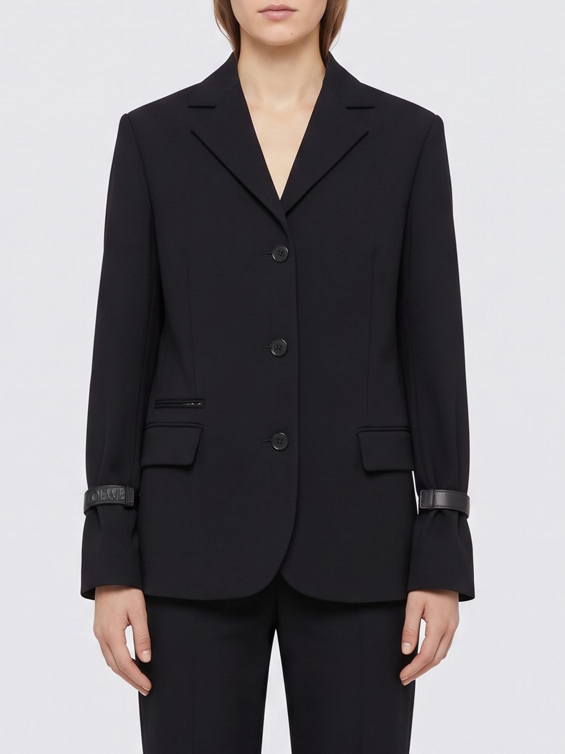Loewe Women Loewe Cropped Single-Breasted Wool-Blend Blazer With Lapel Collar LOEWE