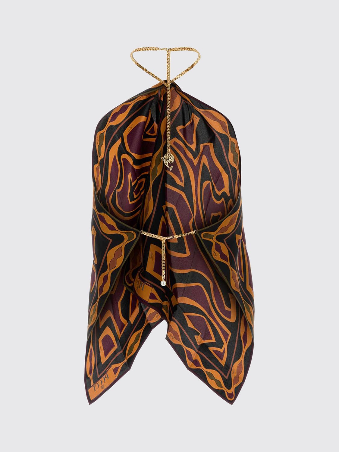 Pucci Women Pucci Asymmetrical Abstract Print Silk Halterneck Top PUCCI