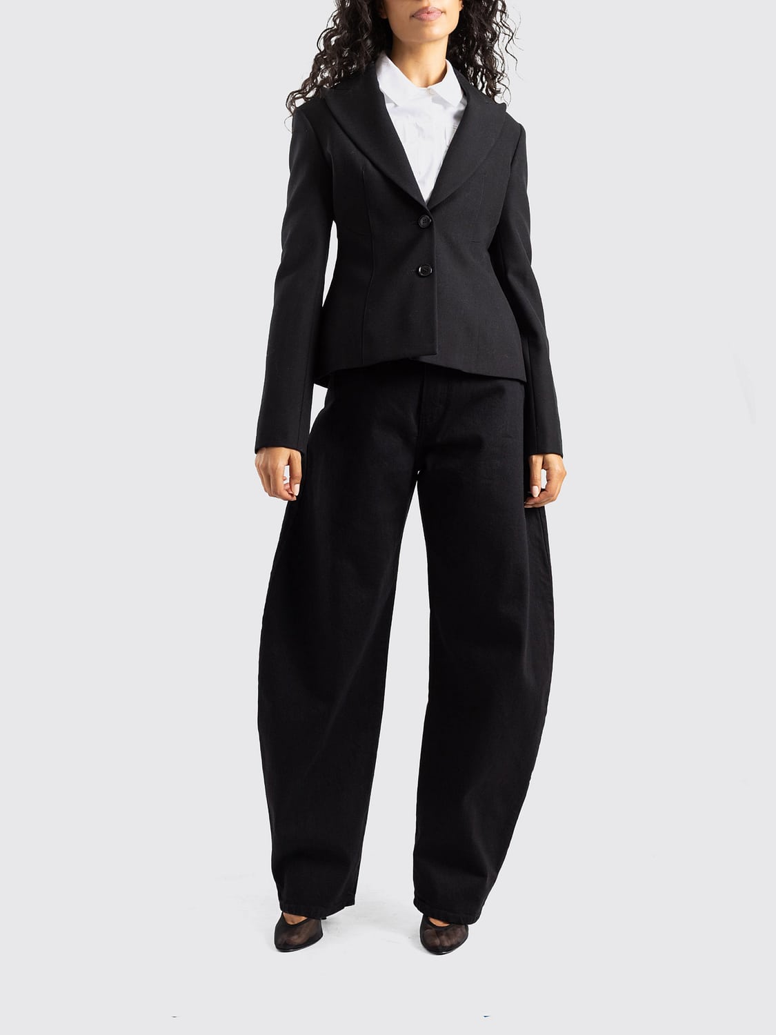 Alaia Women Alaia Single-Breasted Cropped Blazer In Pure Wool With Two Buttons ALAIA