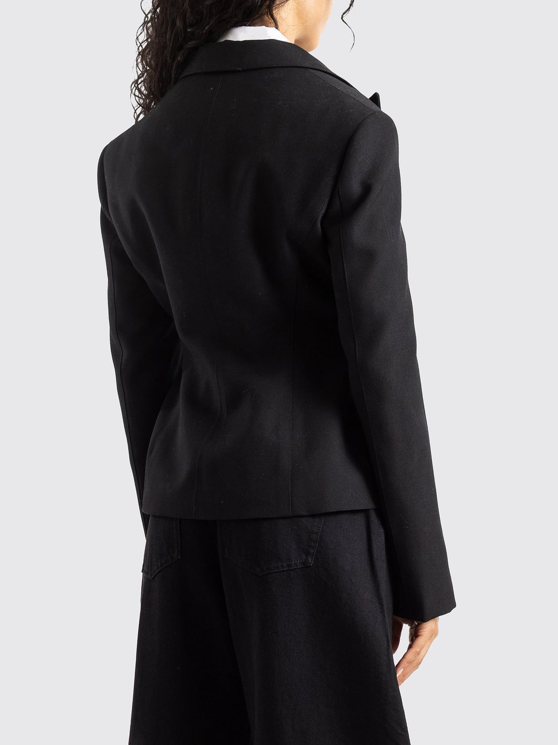 Alaia Women Alaia Single-Breasted Cropped Blazer In Pure Wool With Two Buttons ALAIA
