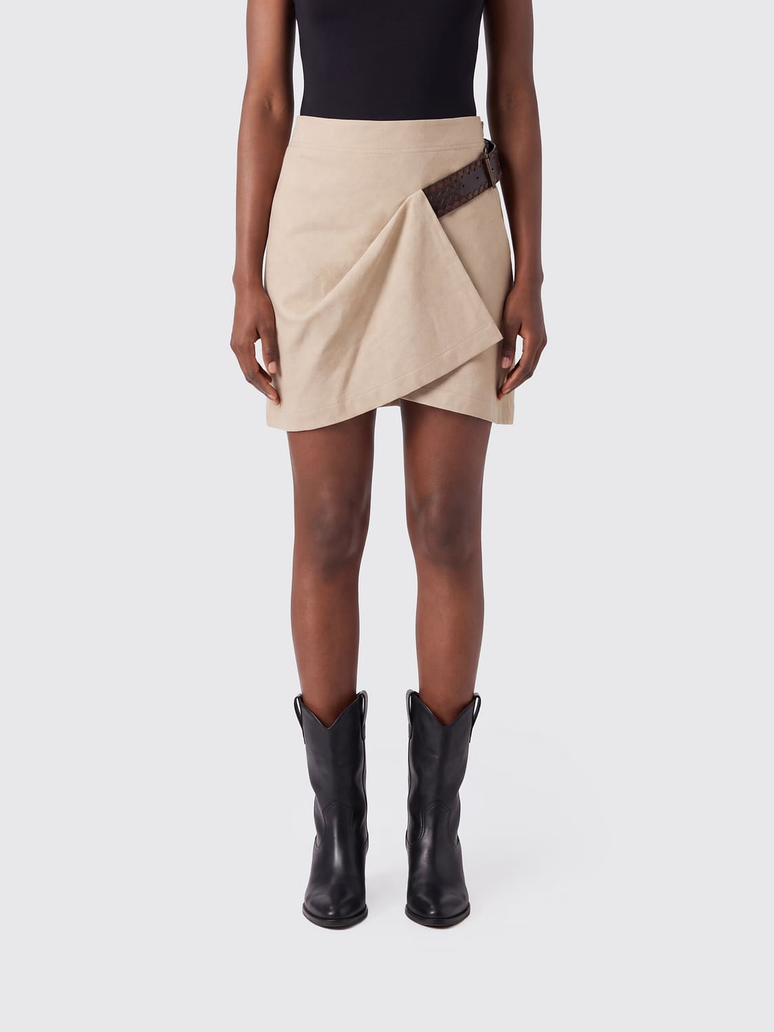 Bottega Veneta Women Draped Asymmetrical Cotton Mini Skirt Bottega Veneta With Side Buckle BOTTEGA VENETA