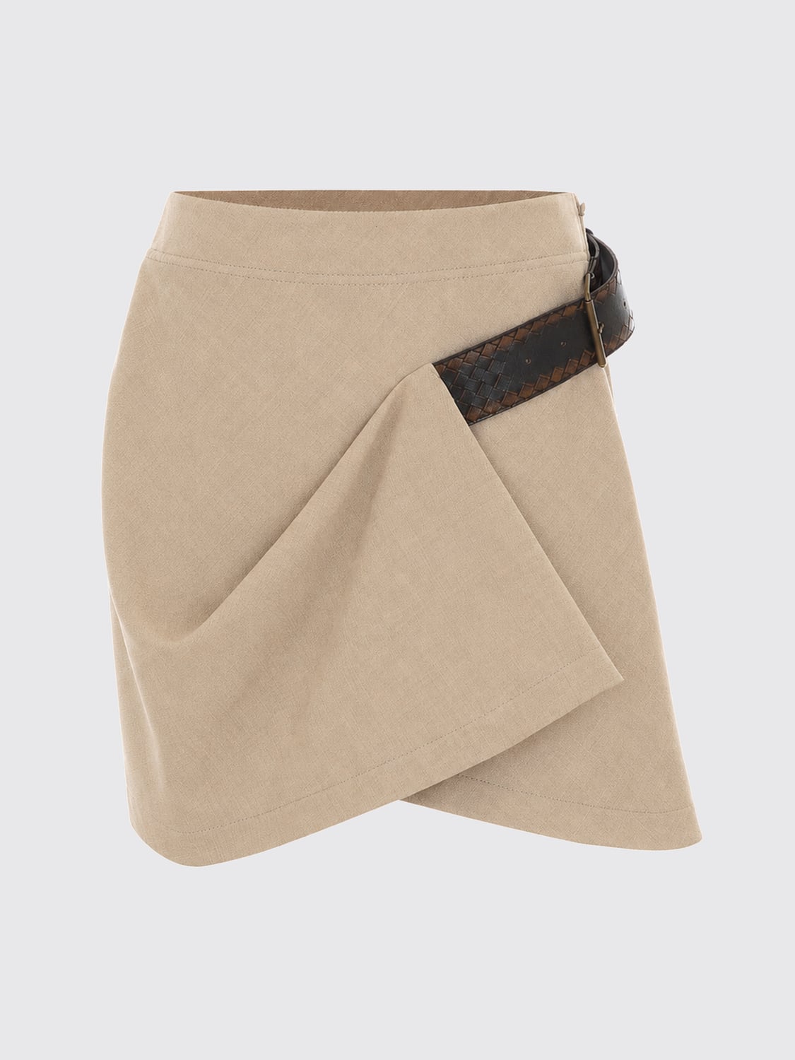 Bottega Veneta Women Draped Asymmetrical Cotton Mini Skirt Bottega Veneta With Side Buckle BOTTEGA VENETA