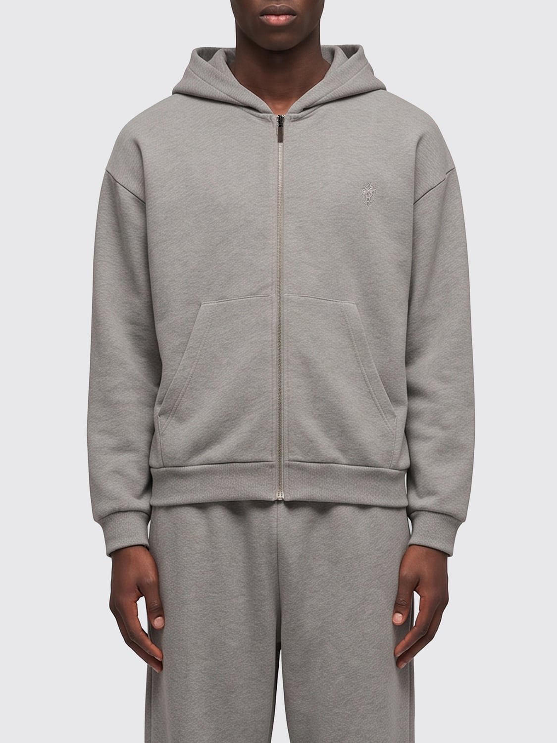 Gucci Men Cotton And Cashmere Zip-Up Hoodie Gucci With Dropped Shoulders And Pockets GUCCI