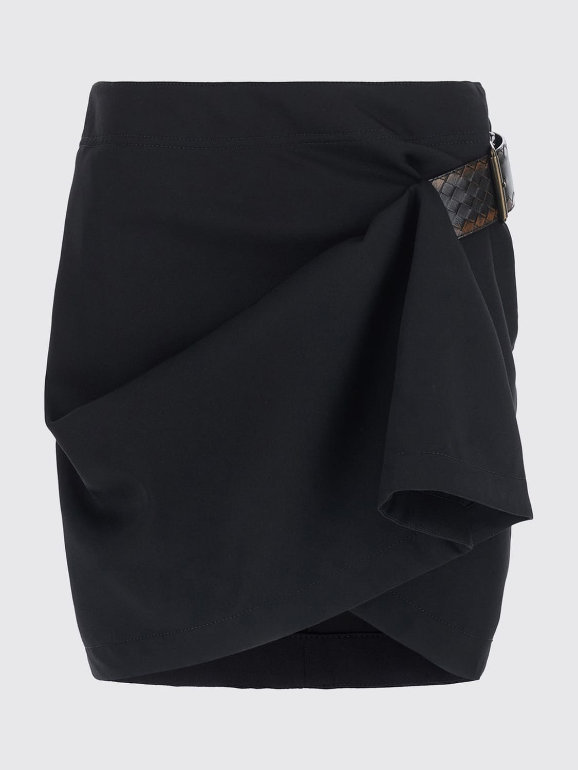 Bottega Veneta Women Asymmetrical Draped Merino Wool Mini Skirt Bottega Veneta With High Waist BOTTEGA VENETA