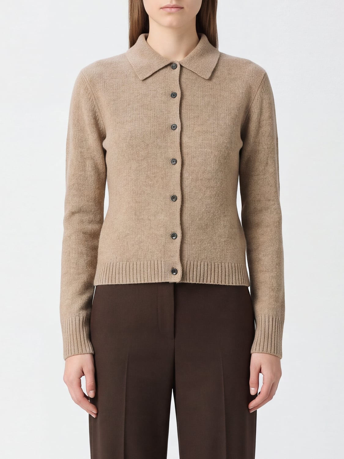 Max Mara Women Polo-Style Max Mara Cardigan In Cashmere Blend With Ribbed Trims MAX MARA