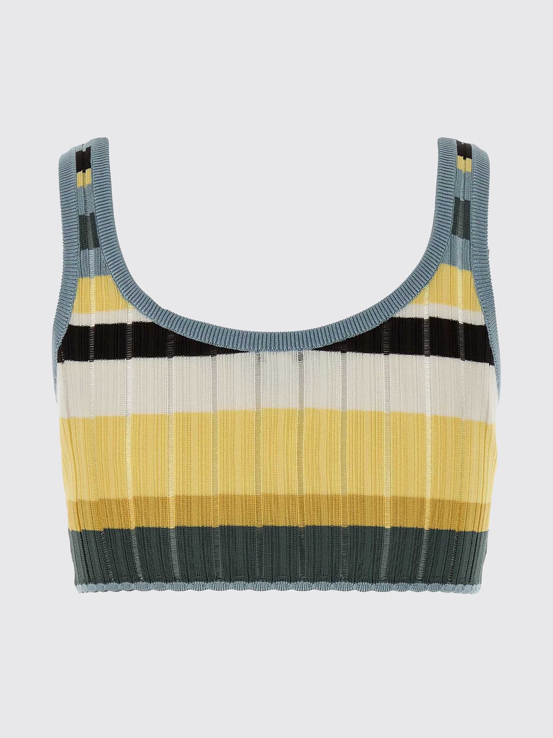Alaia Women Alaia Striped Cropped Knit Viscose Blend Top With Square Neckline ALAIA