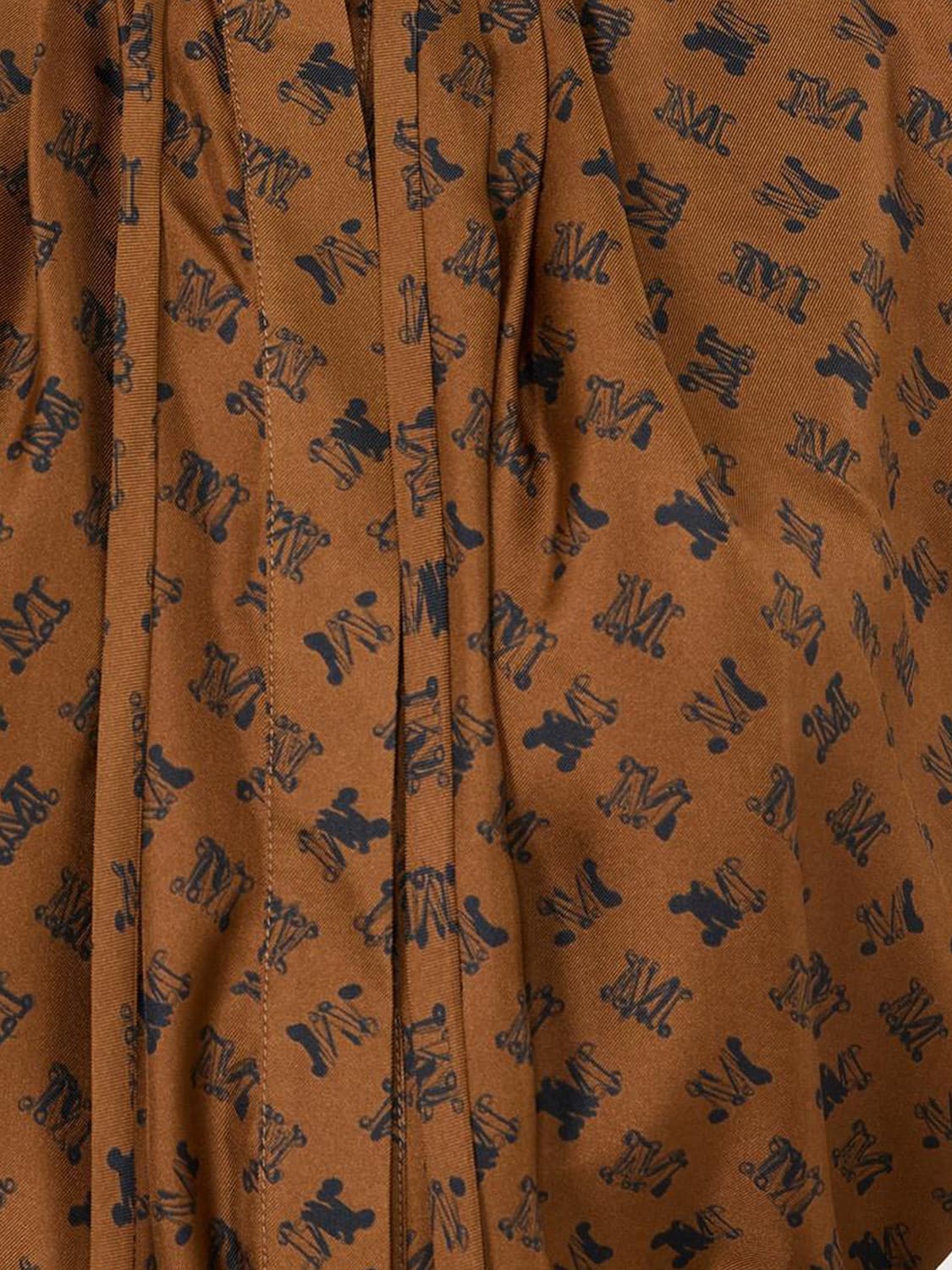 Max Mara Women Max Mara Monogram Print Silk Mini Shirt Dress With Mandarin Collar MAX MARA
