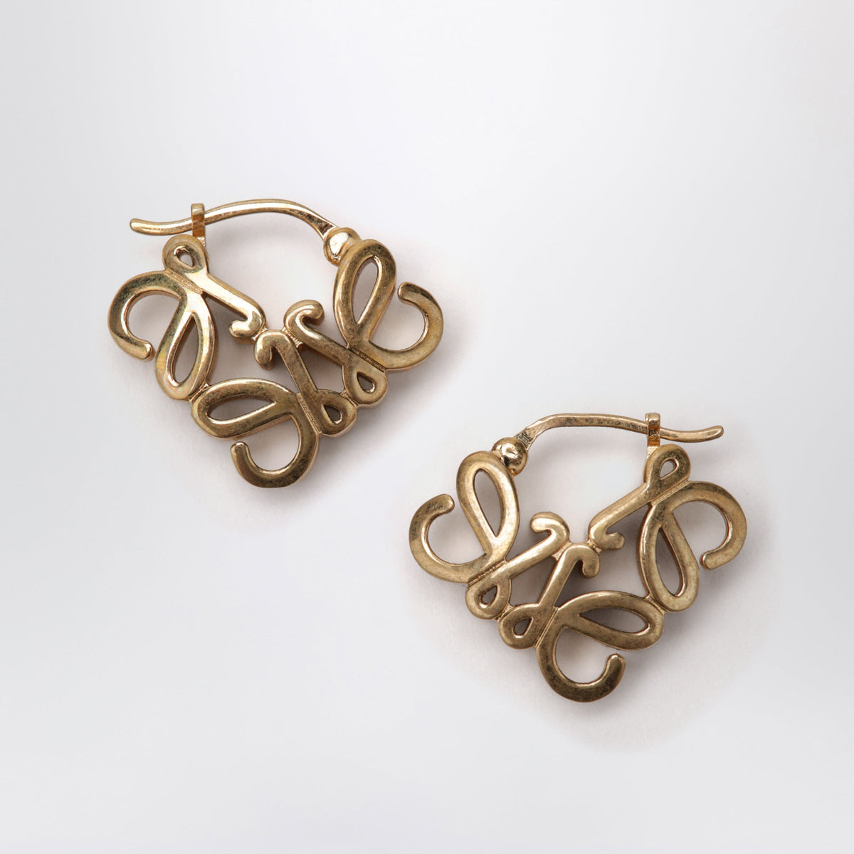 Loewe Anagram Bombe Gold Brass Hoop Earrings Women LOEWE