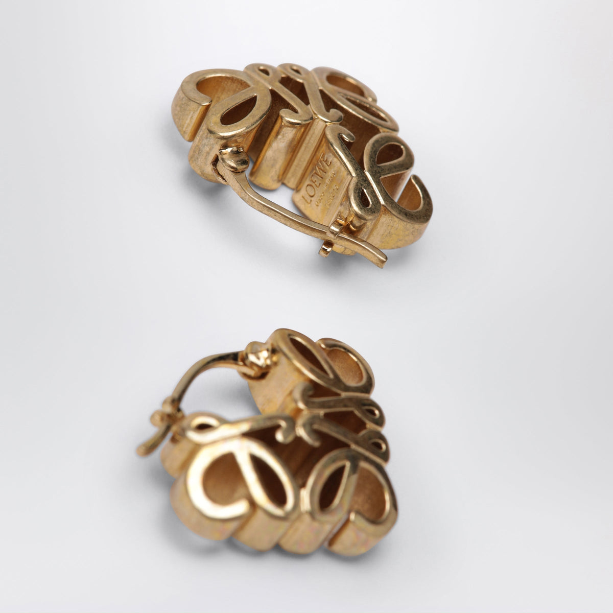 Loewe Anagram Bombe Gold Brass Hoop Earrings Women LOEWE
