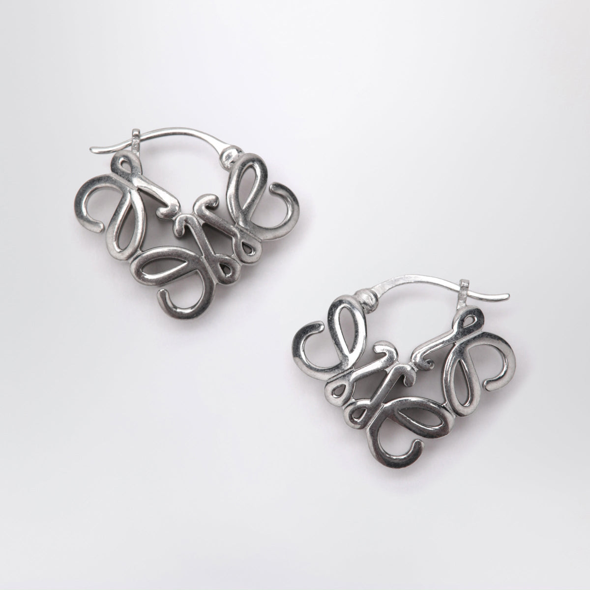 Loewe Anagram Bombe Sterling Silver Hoop Earrings Women LOEWE