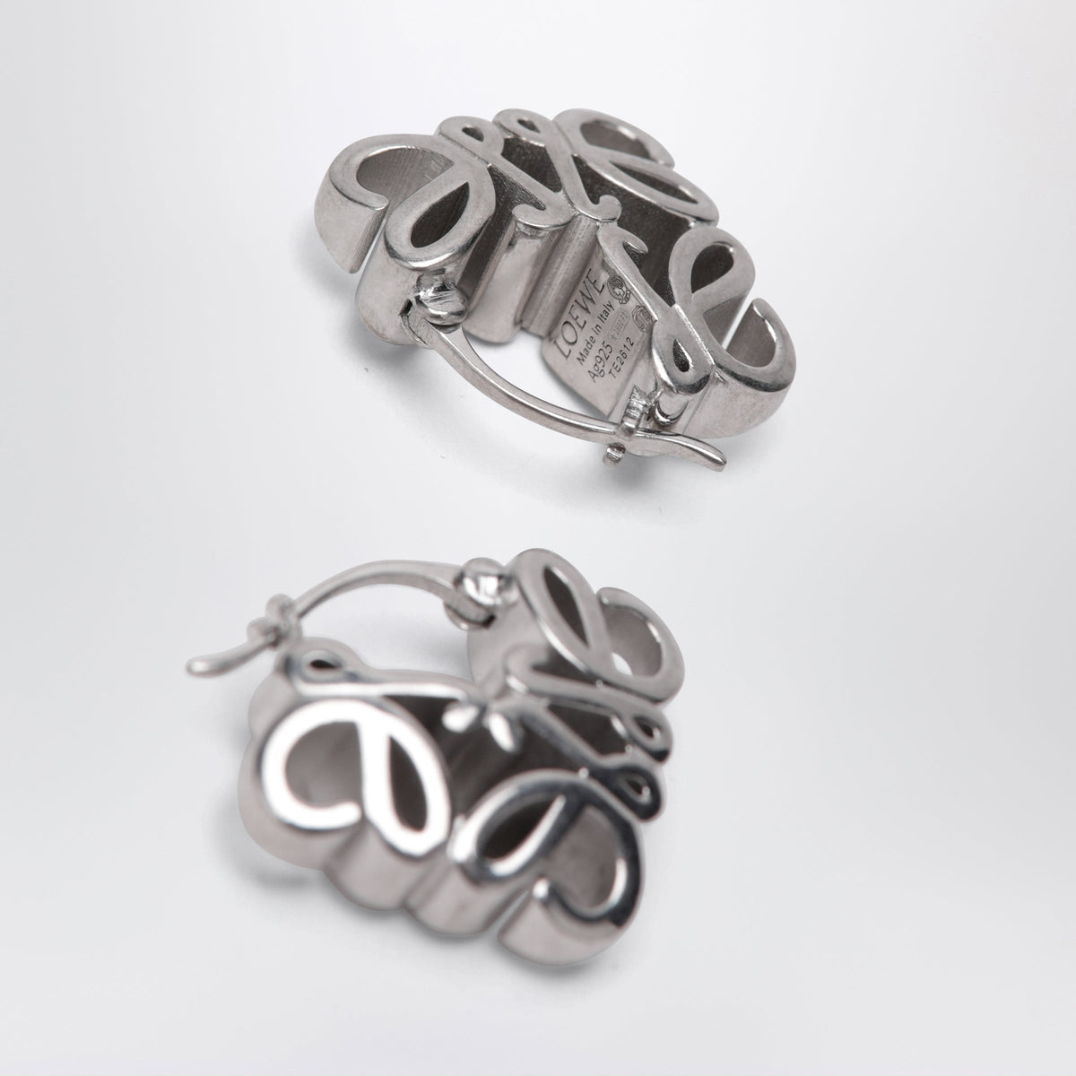 Loewe Anagram Bombe Sterling Silver Hoop Earrings Women LOEWE