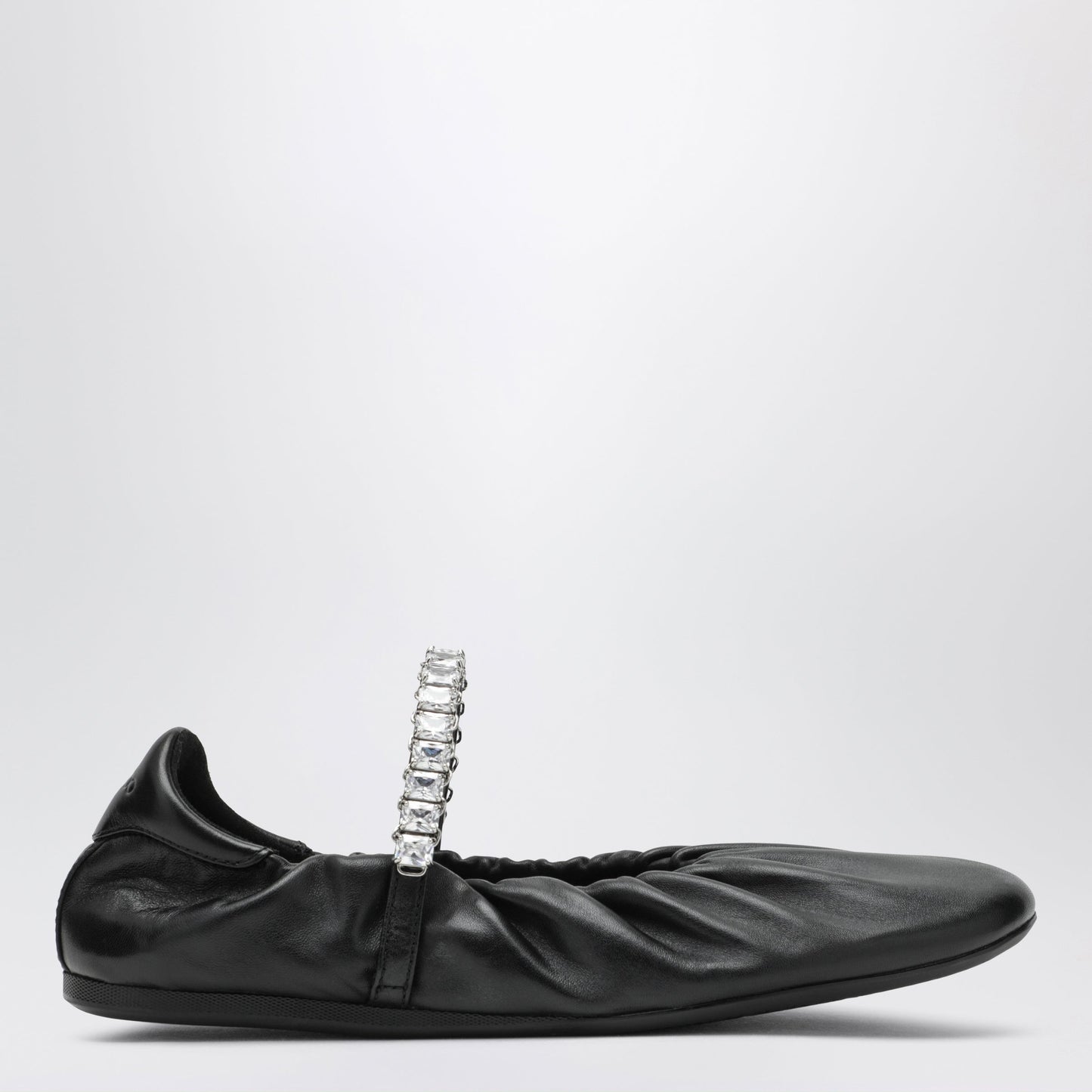 Jimmy Choo Jade Ballet Flats In Black Nappa Leather With Crystal-Embellished Strap Women JIMMY CHOO