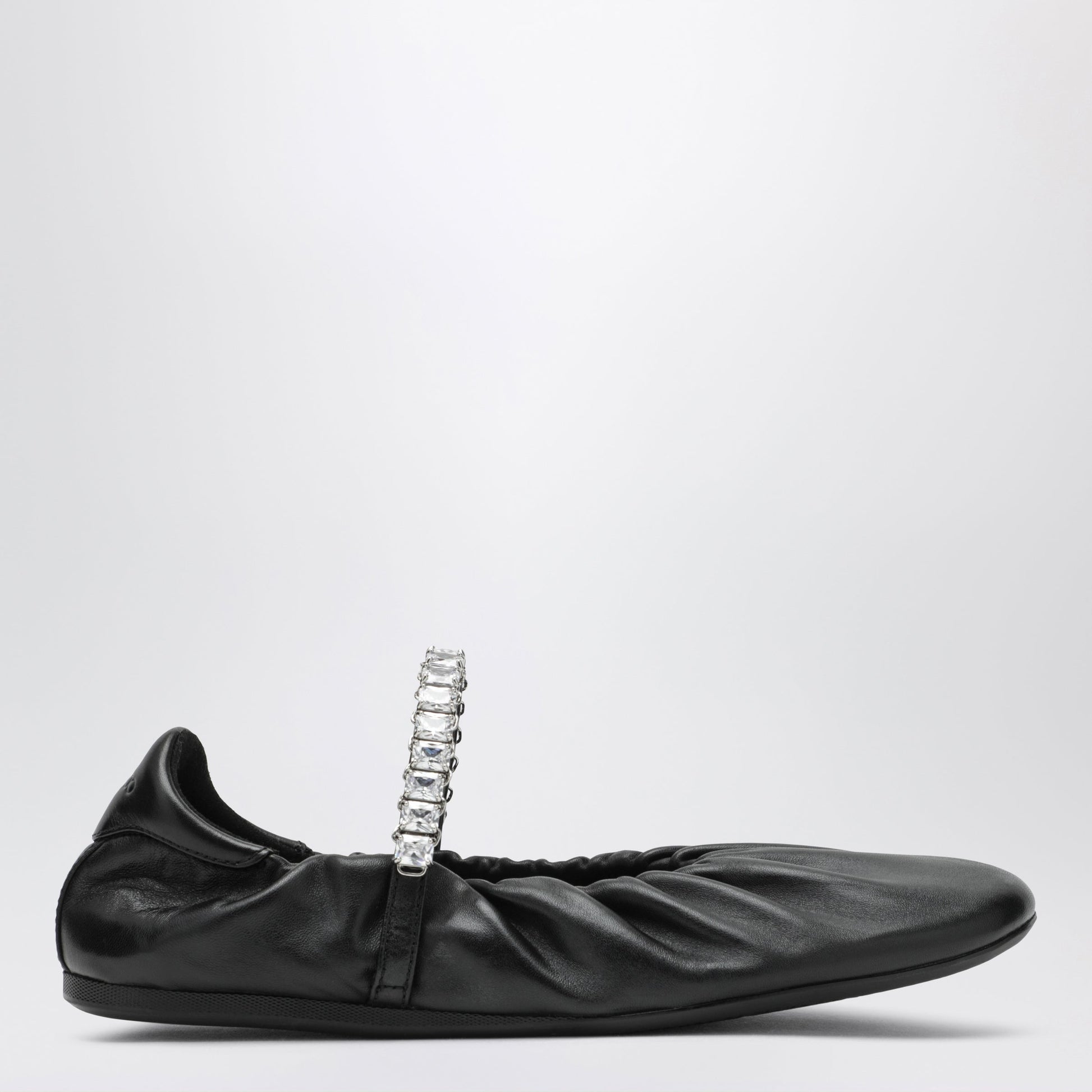 Jimmy Choo Jade Ballet Flats In Black Nappa Leather With Crystal-Embellished Strap Women JIMMY CHOO