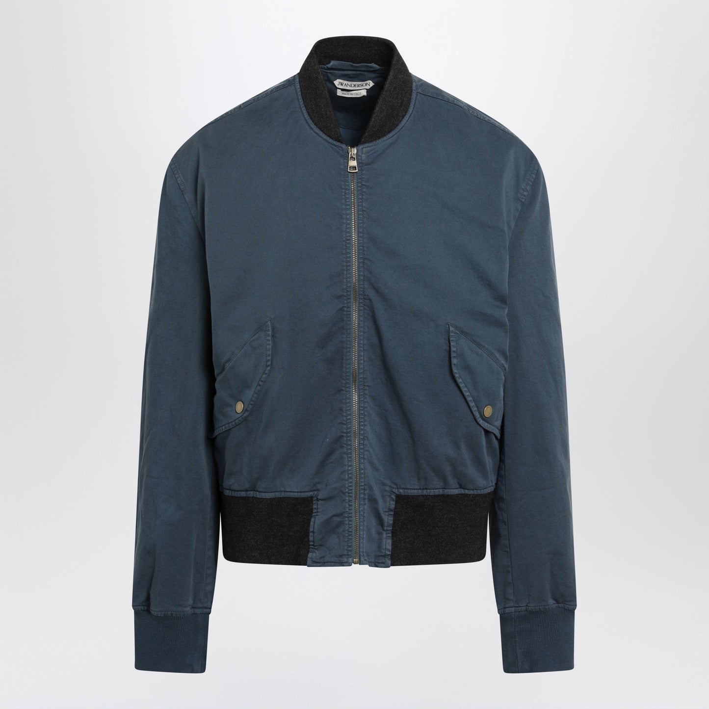 Jw Anderson Navy Blue Cotton Jacket With Vintage Finish Men J.W. ANDERSON