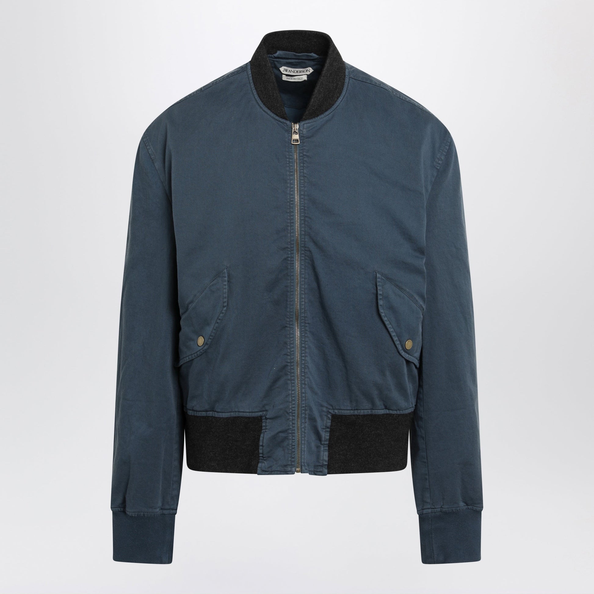 Jw Anderson Navy Blue Cotton Jacket With Vintage Finish Men J.W. ANDERSON