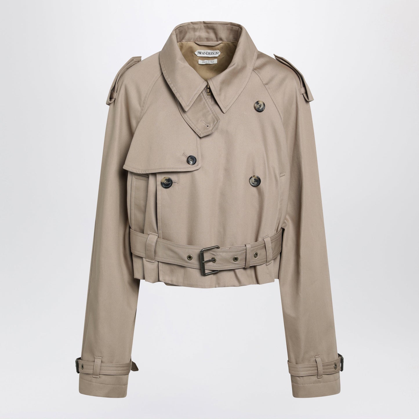 Jw Anderson Short Beige Cotton Trench Coat Women J.W. ANDERSON