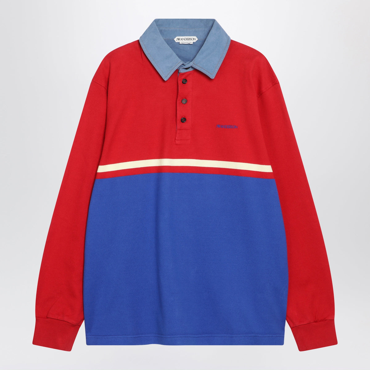 Jw Anderson Red/Blue Rugby Polo Shirt In Cotton Men J.W. ANDERSON