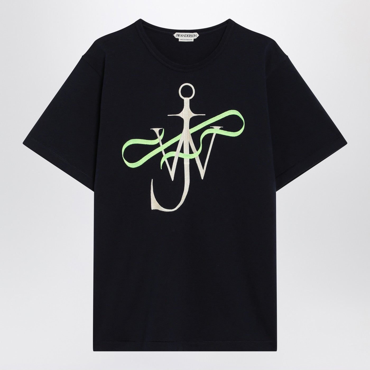 Jw Anderson Navy Blue T-Shirt With Embroidered Logo Men J.W. ANDERSON
