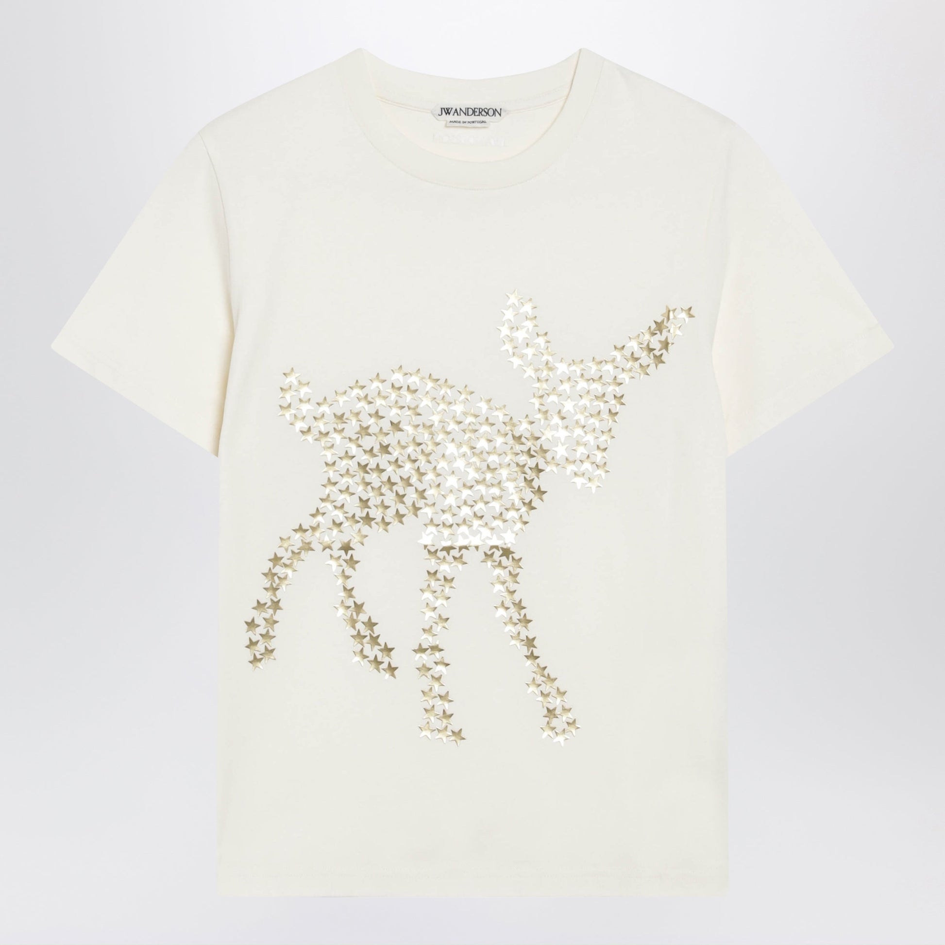 Jw Anderson Animal Stars Graphic T-Shirt In Cotton Jersey, Ecru Women J.W. ANDERSON