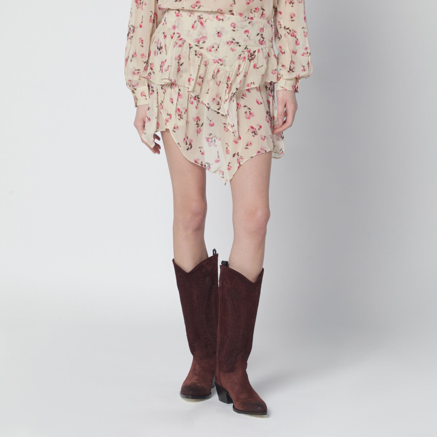 Isabel Marant Ã‰Toile Lolita Beige Mini Skirt With Floral Print Women ISABEL MARANT ETOILE
