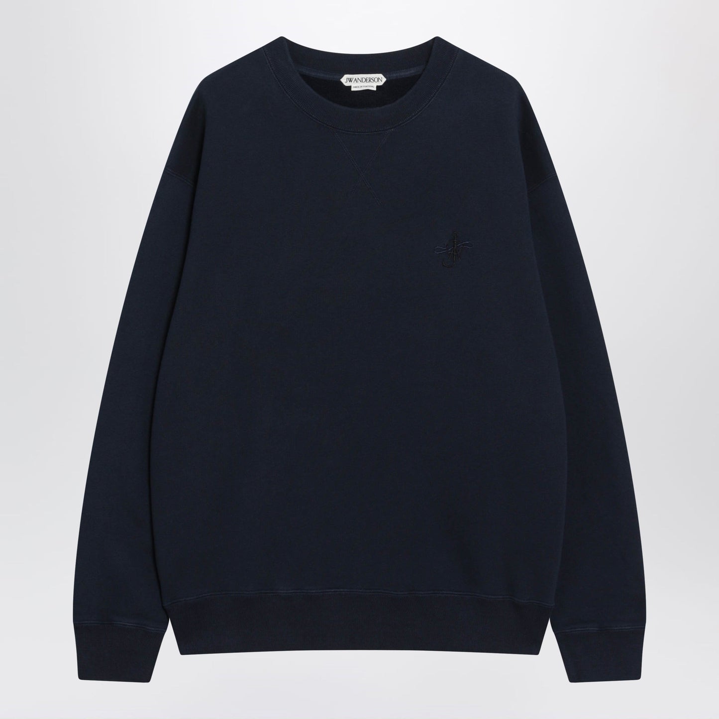Jw Anderson Navy Cotton Sweatshirt With Embroidered Logo Men J.W. ANDERSON