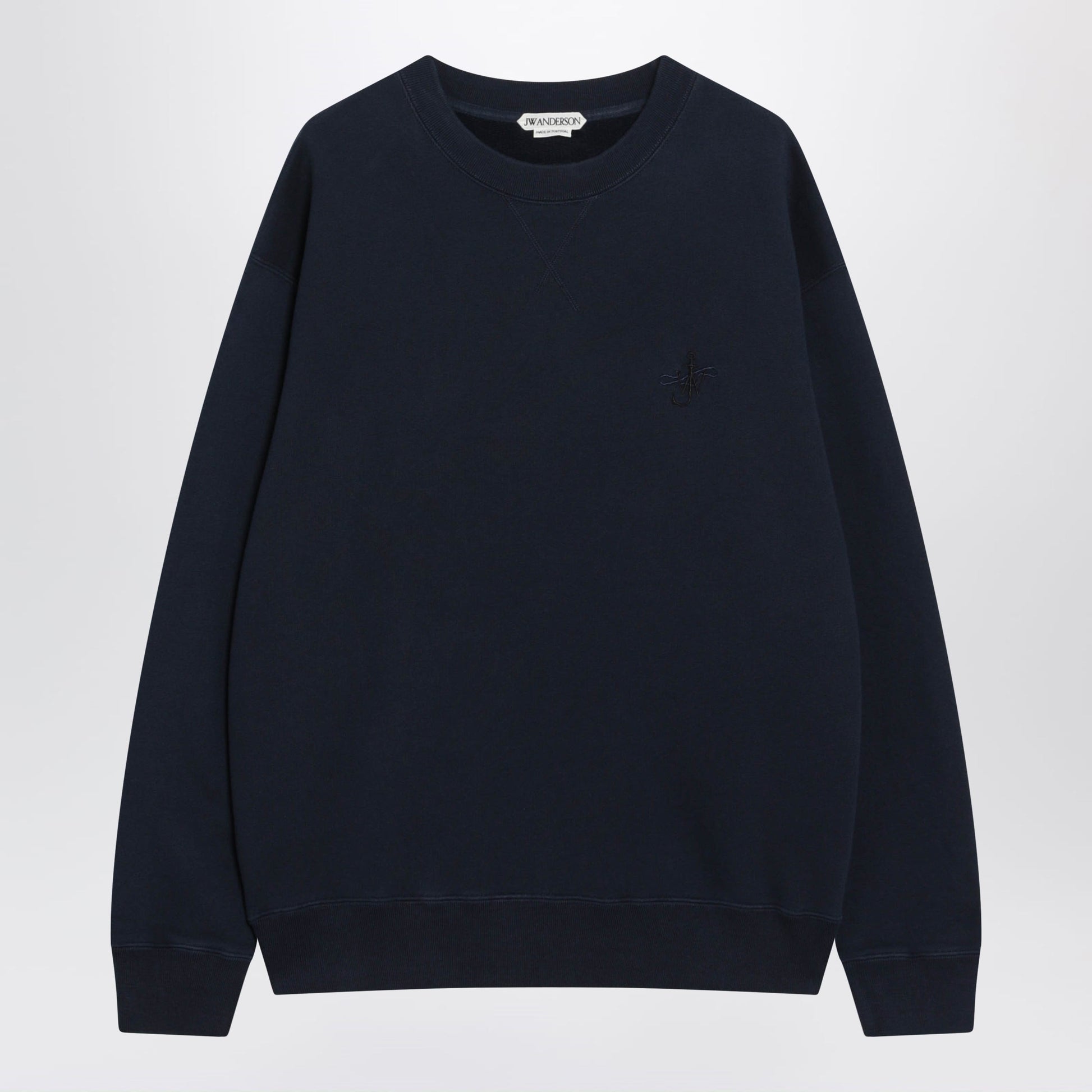 Jw Anderson Navy Cotton Sweatshirt With Embroidered Logo Men J.W. ANDERSON