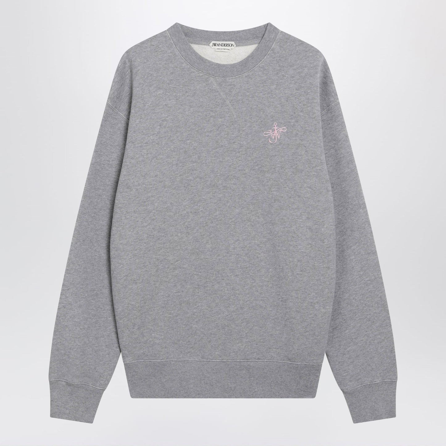 Jw Anderson Grey Cotton Sweatshirt With Embroidered Logo Men J.W. ANDERSON