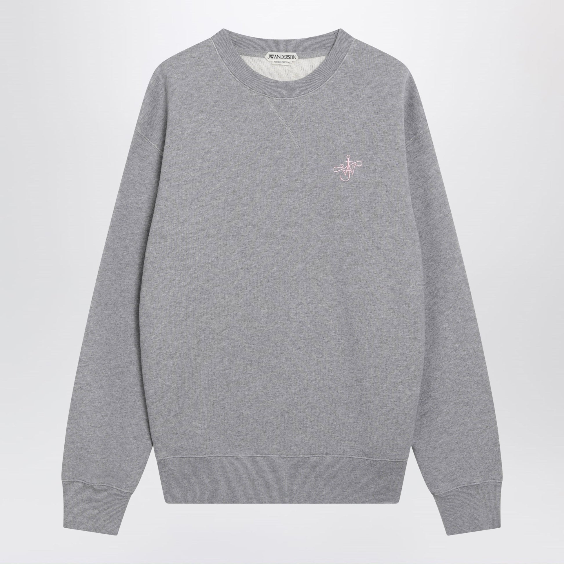 Jw Anderson Grey Cotton Sweatshirt With Embroidered Logo Men J.W. ANDERSON