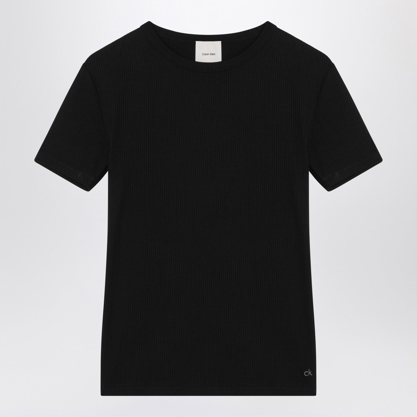 Calvin Klein Black Ribbed T-Shirt Women Calvin Klein