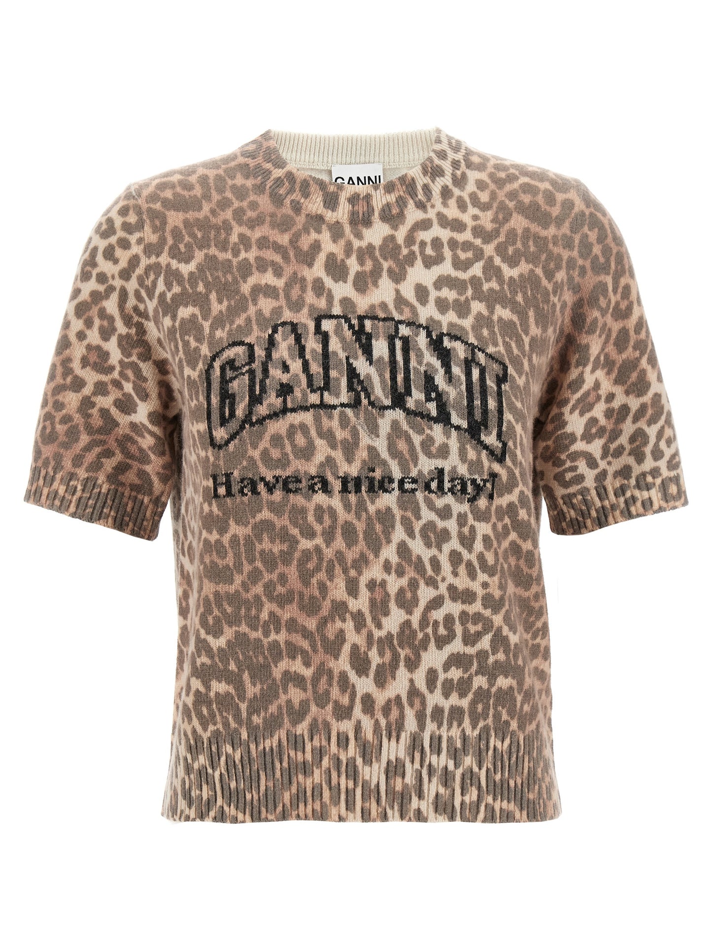 Ganni Women 'Leopard Wool Mix' T-Shirt GANNI