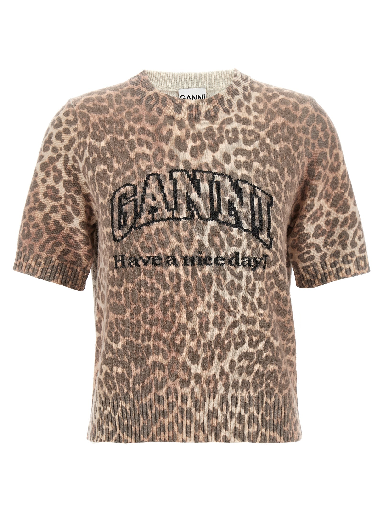 Ganni Women 'Leopard Wool Mix' T-Shirt GANNI