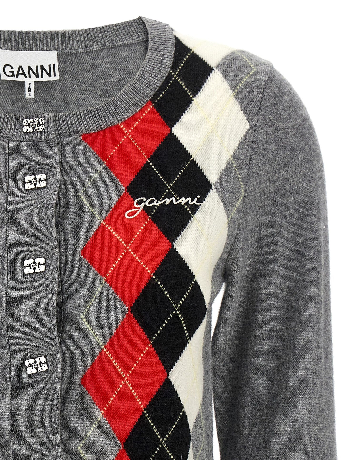 Ganni Women 'Grey Check' Cardigan GANNI