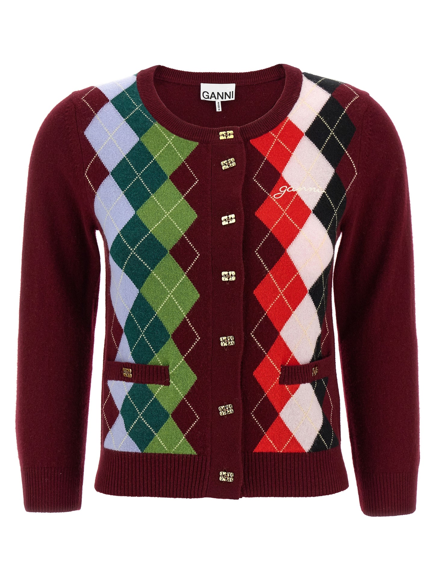 Ganni Women 'Burgundy Check' Cardigan GANNI