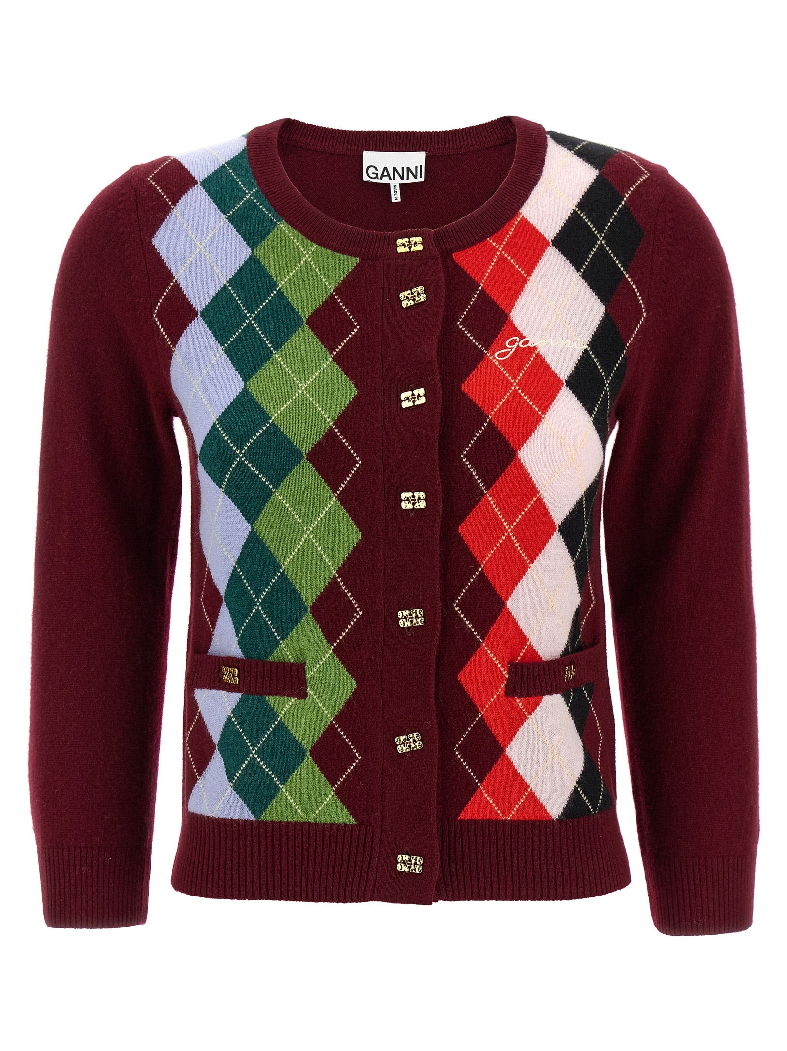 Ganni Women 'Burgundy Check' Cardigan GANNI