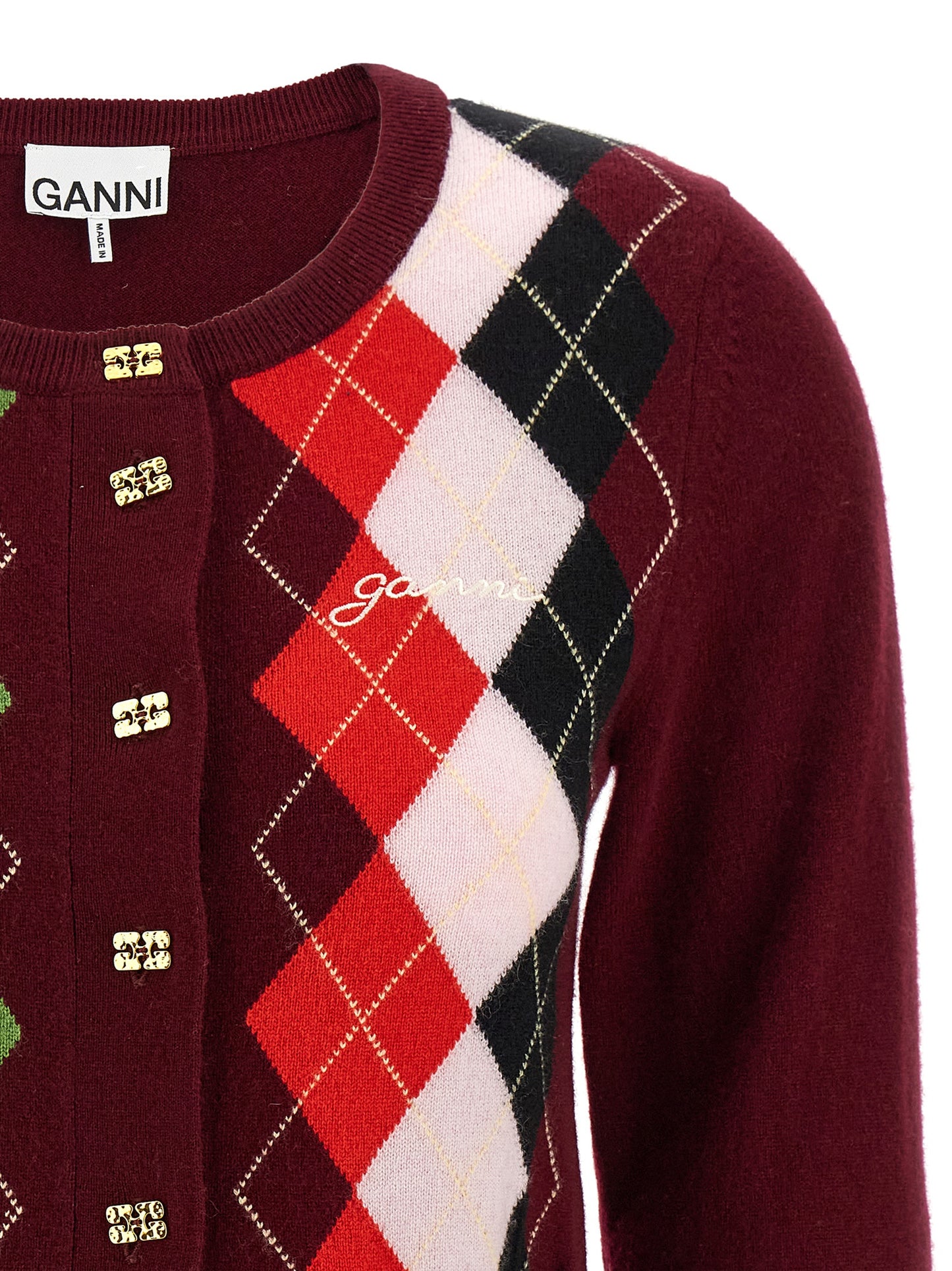 Ganni Women 'Burgundy Check' Cardigan GANNI